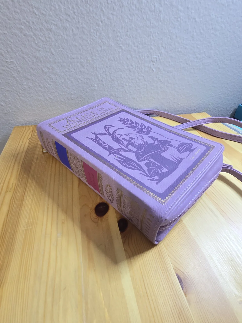 Alice in Wonderland Lavender Book-Shaped Crossbody Bag